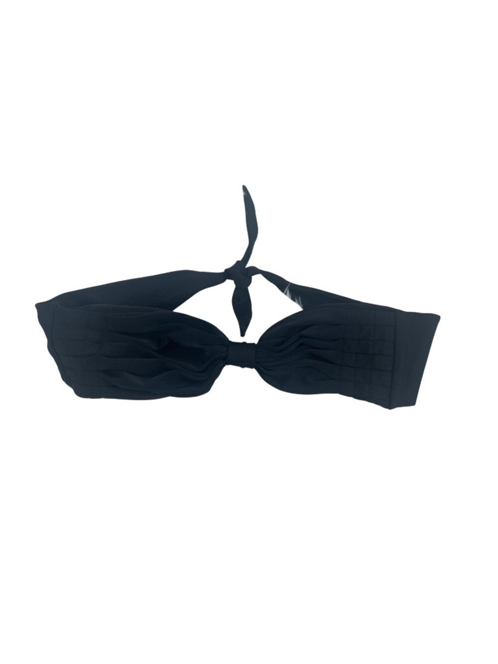 Black Bandeau Bikini Top With Gathered Front & Adjustable Tie Back